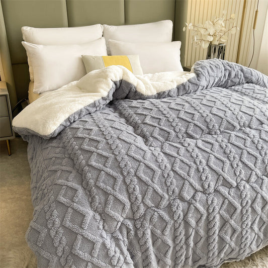 Gray winter blanket duvet. Embrace the warmth at every break.