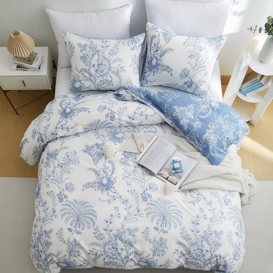 Blue and White Flowers Duvet Cover, soft touch.