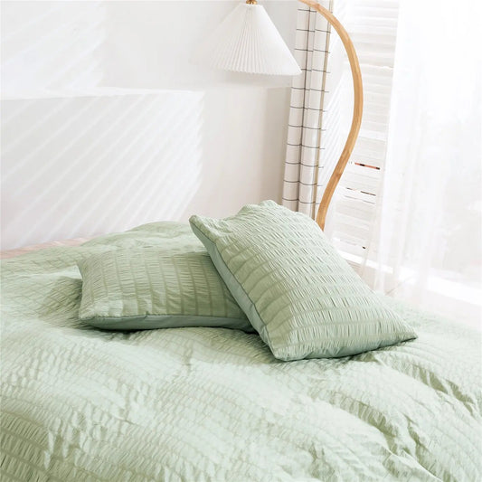 Green Striped Duvet Cover with Relief and soft to the touch.