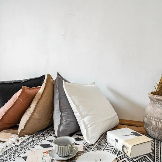 Natural Linen and Cotton cushion cover Dark Gray - Black: minimalist elegance for your home.
