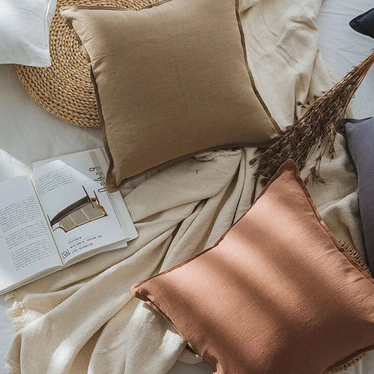 Natural Linen and Cotton cushion cover Terracotta: minimalist elegance for your home.