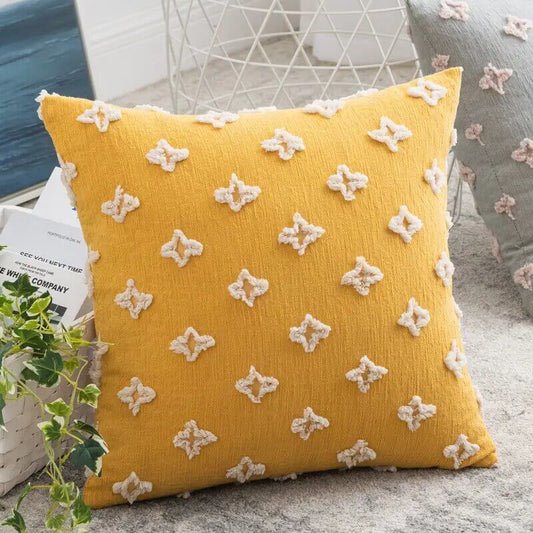 Linen and natural cotton cushion cover. Beige.