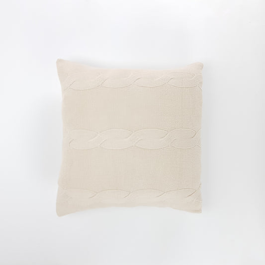 Funda de cojín tejido con botones centrales. Color beige. - Oma Home