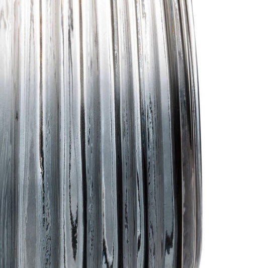 Portavelas alto de vidrio y asa metálica. Color Gris Azulado. Altura 29cm. - Oma Home