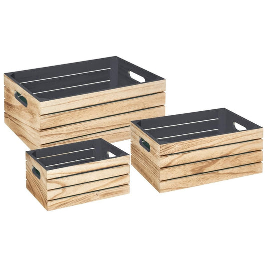 Caja de madera maciza y color gris - Oma Home