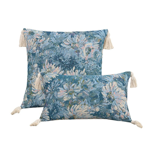 Cushion cover with pink jacquard flowers: Elegance and Style for your Home.