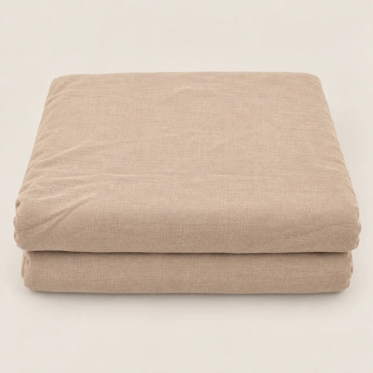 Housse de couette brun pierre en 100 % coton, 144 fils, pliée. - Oma Home